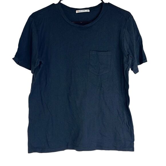 Marine Layer Large Black Classic Crewneck Tee NWOT FLAW Distressed Pima Cotton - Picture 1 of 10